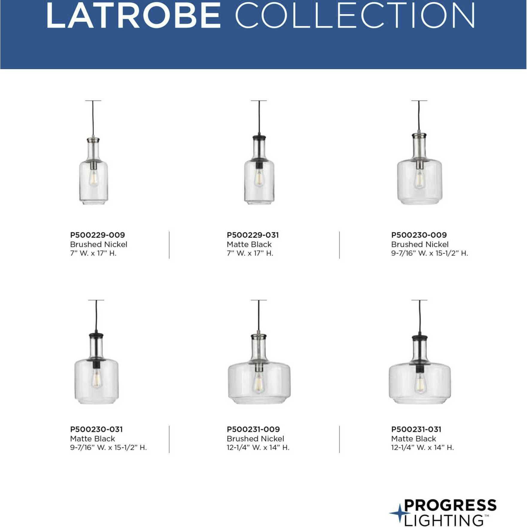 Latrobe 1 Light Matte Black Pendant Ceiling Light